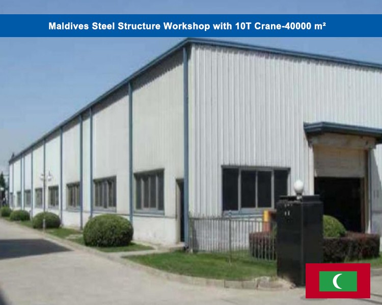 Taller de estructura de acero de Maldivas con grúa 10T-40000 m²
